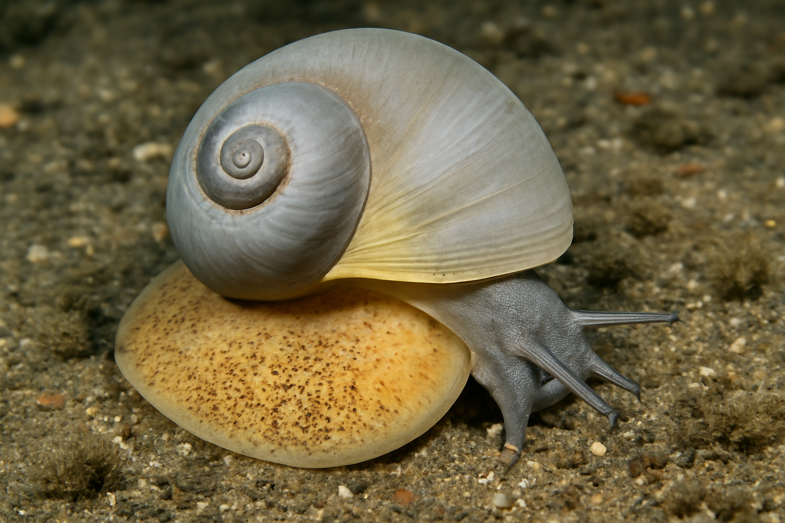 Reversibly coiled moon snail