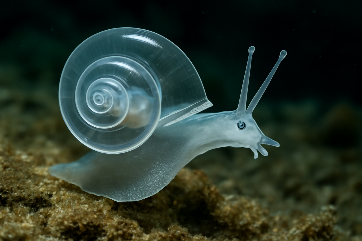 Transparent glassy snail