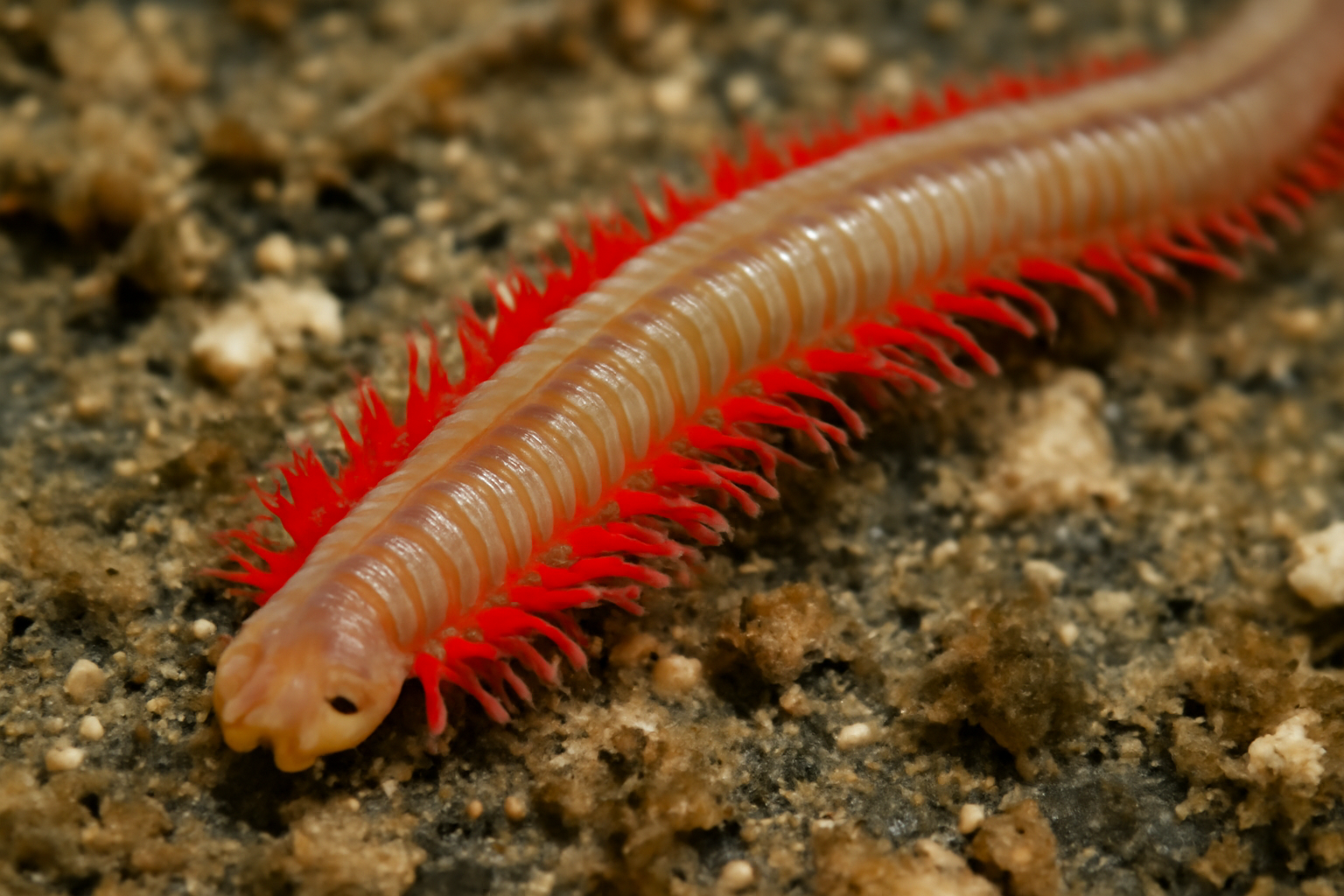 Red-gilled mud worm